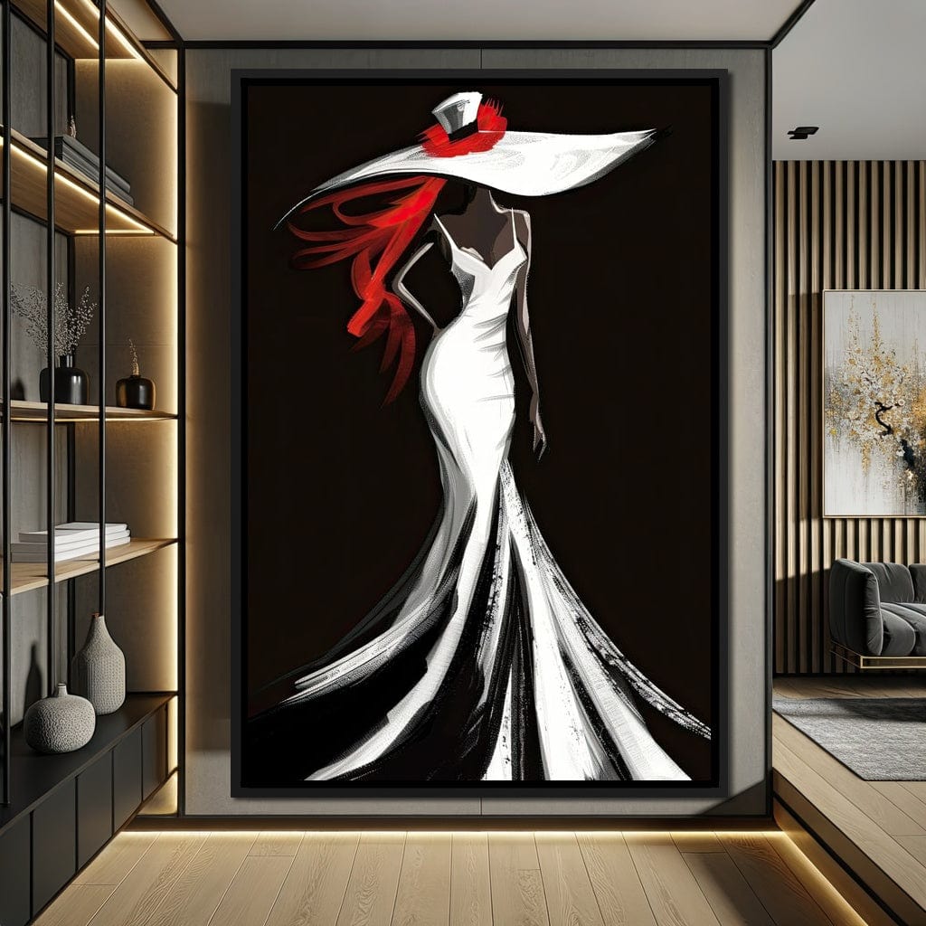 The White Dress - Sable Elegance with Flare Canvas Wall Art