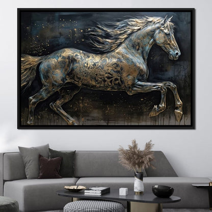 Gilded Grey Horse Canvas Wall Art