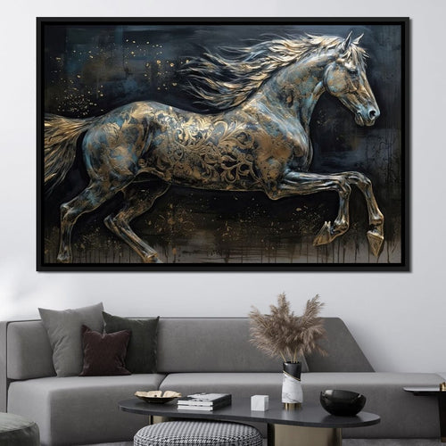 Gilded Grey Horse Canvas Wall Art