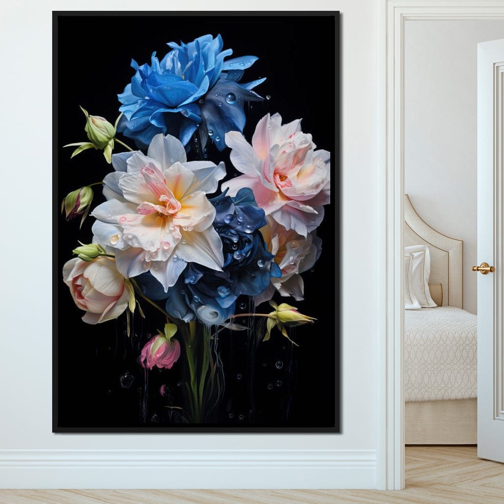 Midnight Flower Symphony Canvas Wall Art