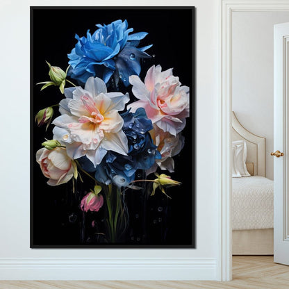 Midnight Flower Symphony Canvas Wall Art