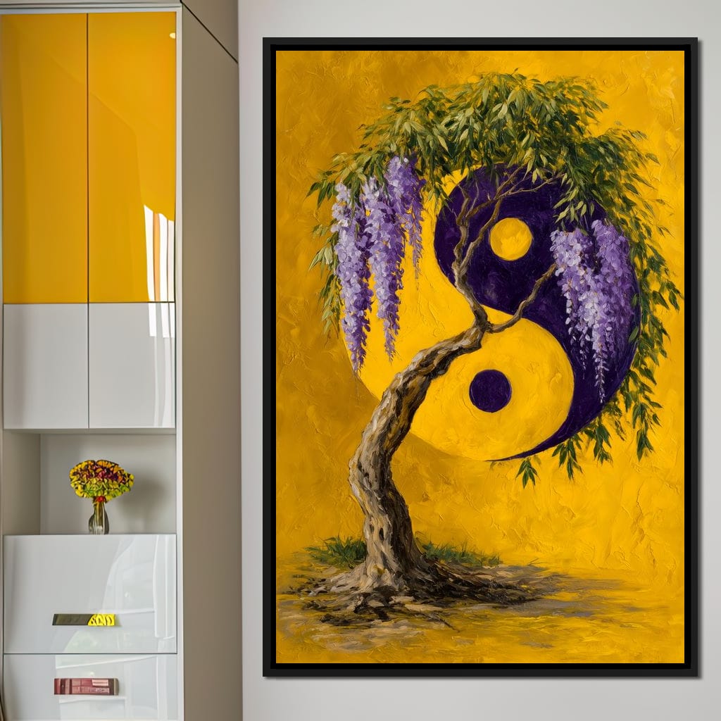 Wisteria Yin Yang Tree Zen Canvas Wall Art