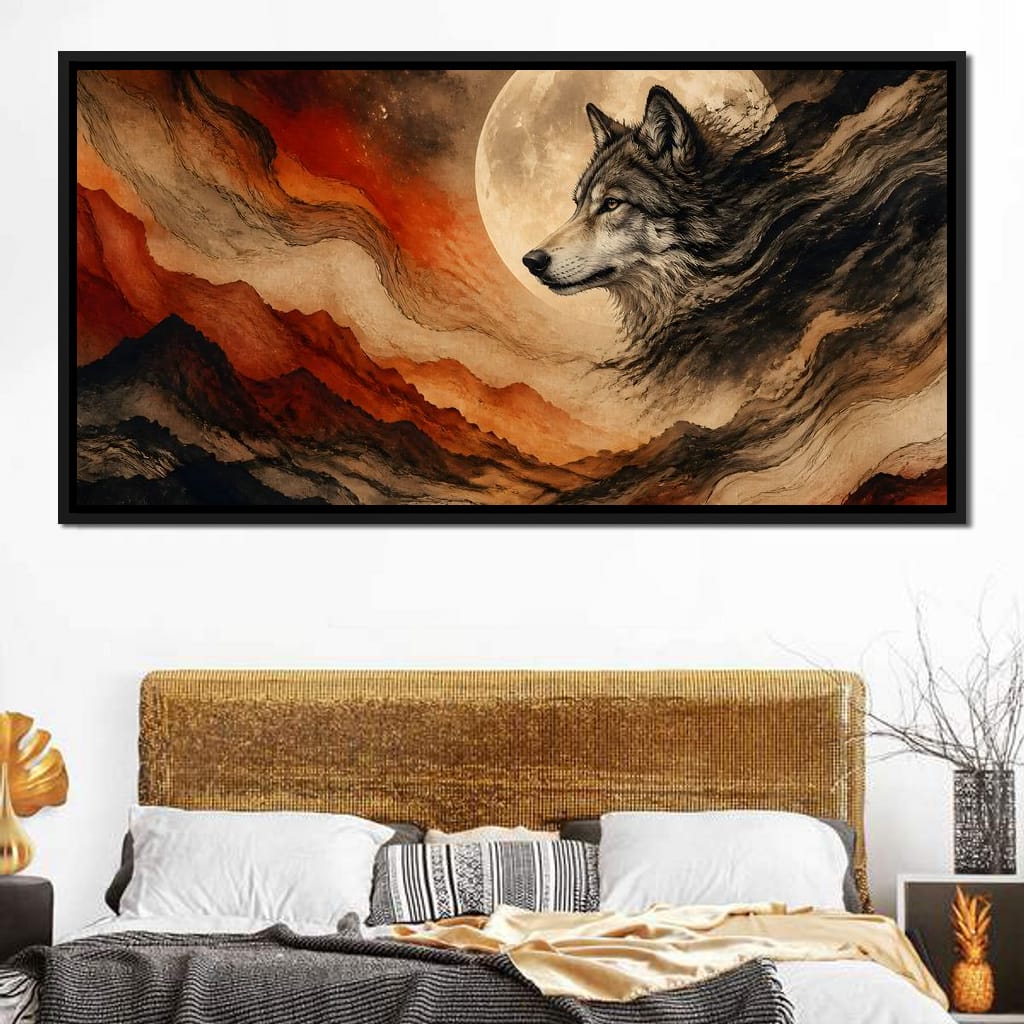 Solitary Howl Before Dawn Canvas Wall Art