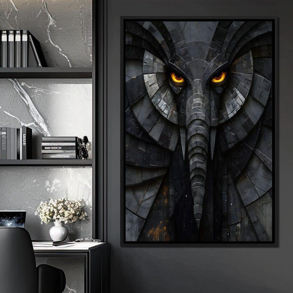 Obsidian Elephant Guardian Canvas Wall Art