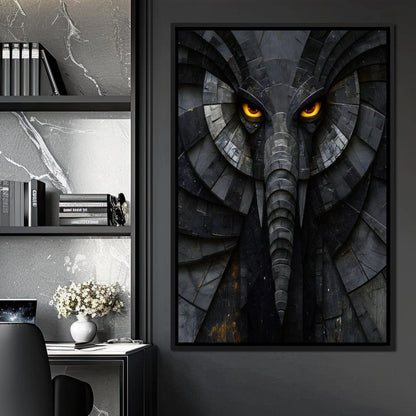 Obsidian Elephant Guardian Canvas Wall Art