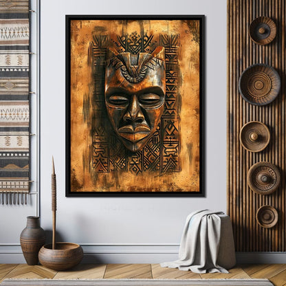 Ancient Tribal Mask Design Canvas Wall Art