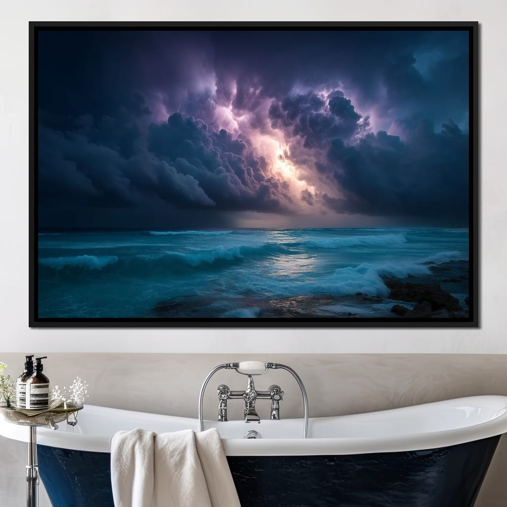 Tempest Sky Over Ocean Waves Canvas Wall Art