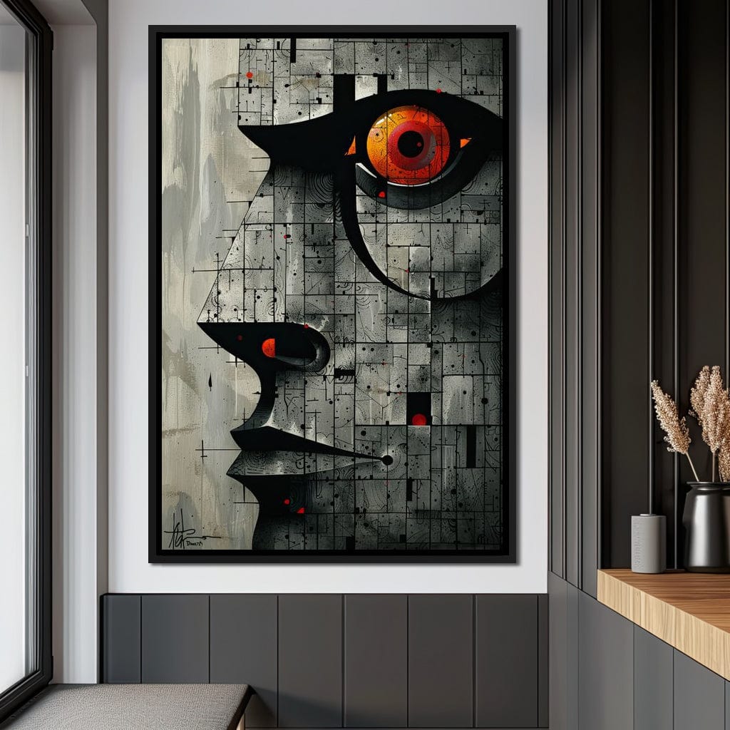 Enigmatic Gaze Fractal Mosaic Canvas Wall Art