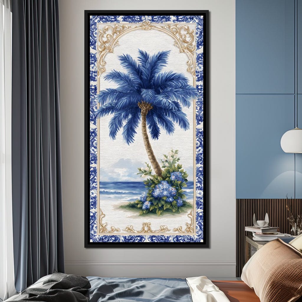 Coastal Blue Palm Reverie Canvas Wall Art