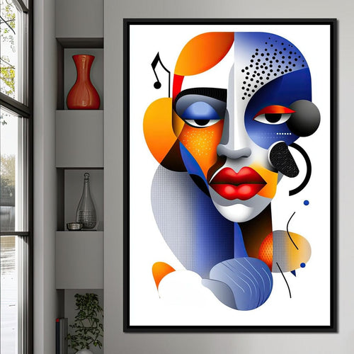 Red Lips and Bold Shapes Canvas Wall Art