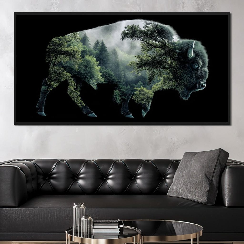 Bison Forest Spirit Silhouette Canvas Wall Art