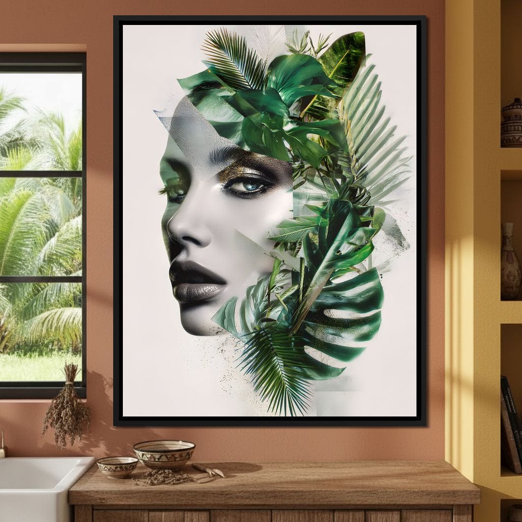 Botanical Muse Fusion Portrait Canvas Wall Art