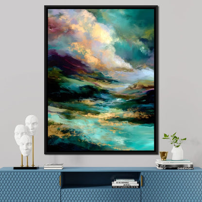 Aurora Tides of Golden Drift Canvas Wall Art