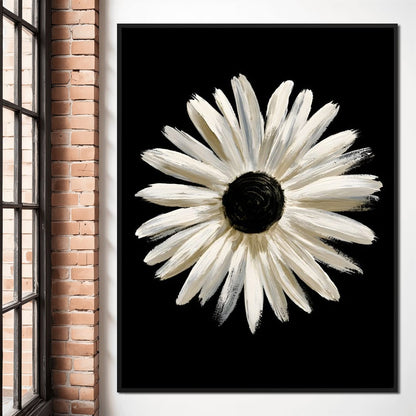 Solitary Pale Petals Against The Void Canvas Wall Art