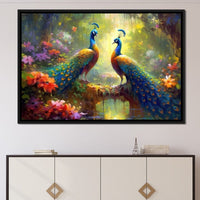 Two Peacocks Canvas Wall Art