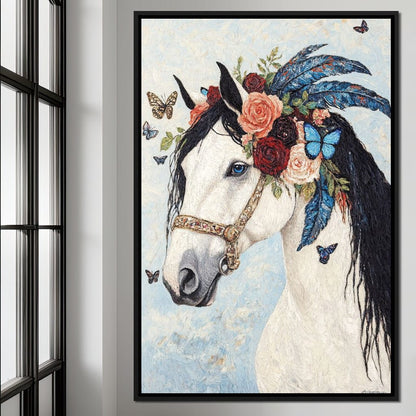 Majestic White Horse Harmony Canvas Wall Art