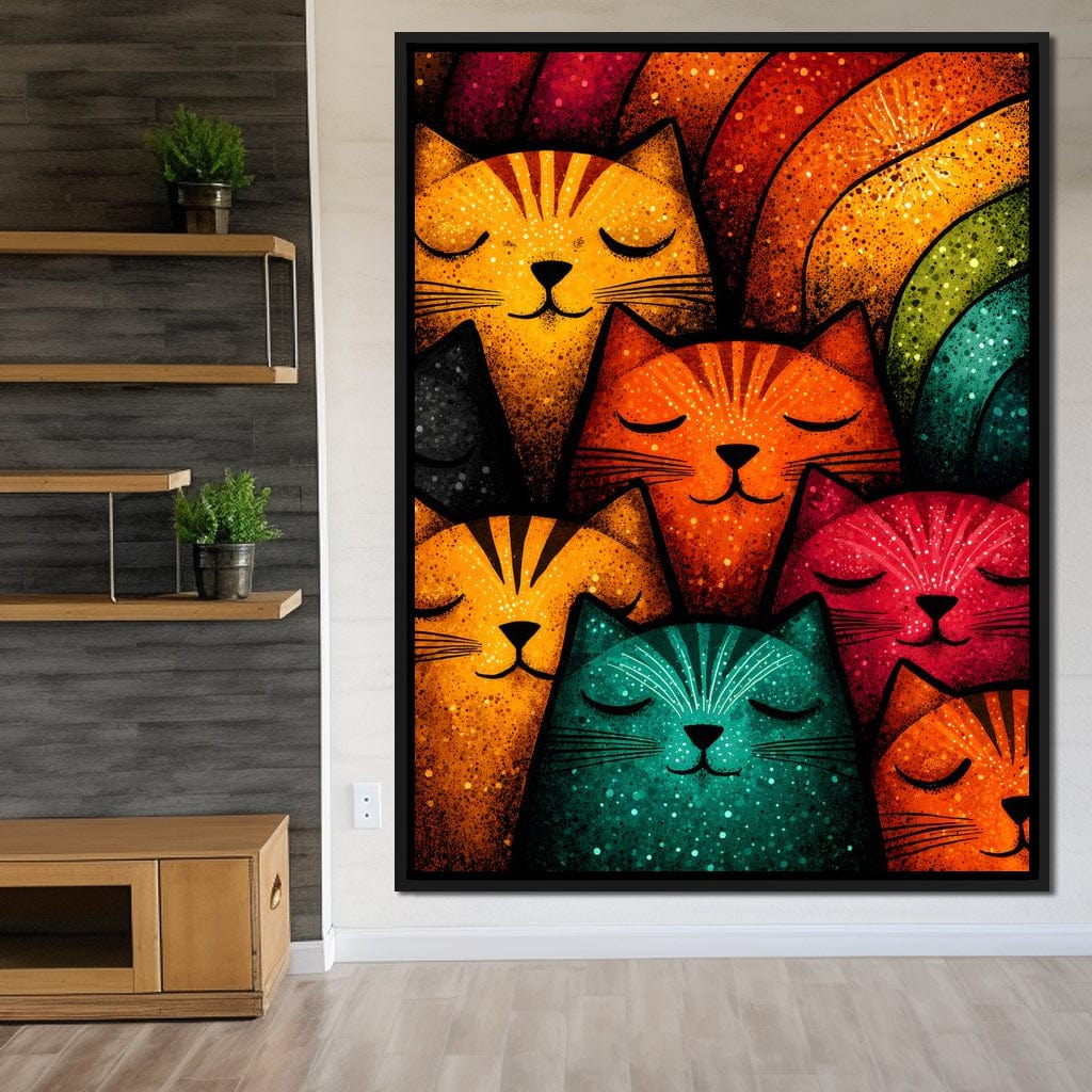 Dreamy Feline Kaleidoscope Canvas Wall Art