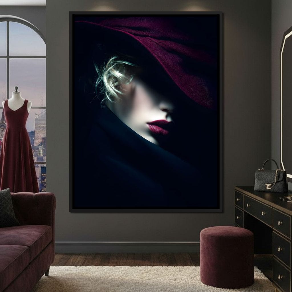 Noir Allure Under Silk Brim Canvas Wall Art