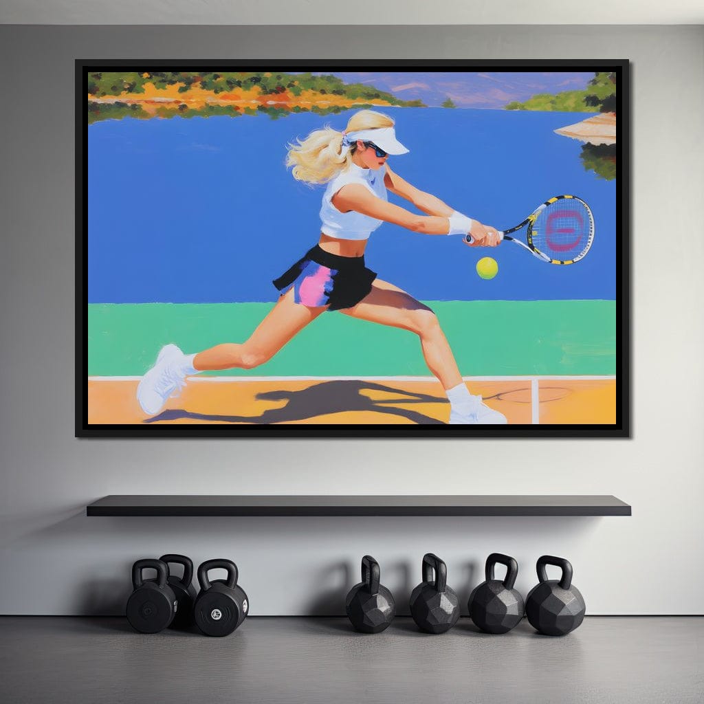 Summer Lakecourt Tennis Rally Canvas Wall Art