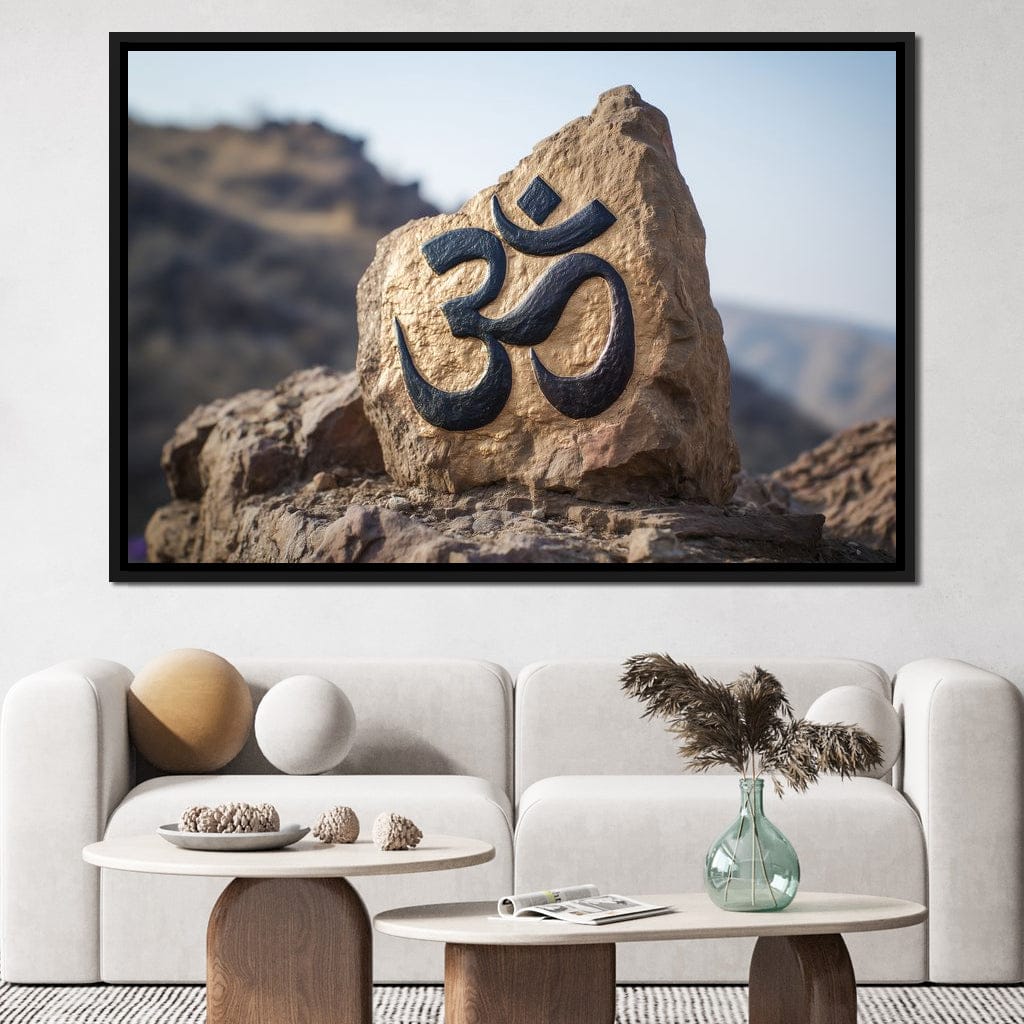 Om Mountain Stone Aum Sign Canvas Wall Art