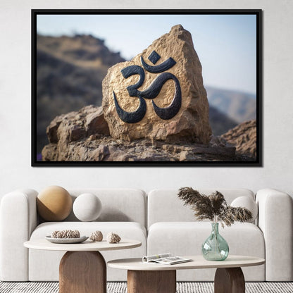 Om Mountain Stone Aum Sign Canvas Wall Art