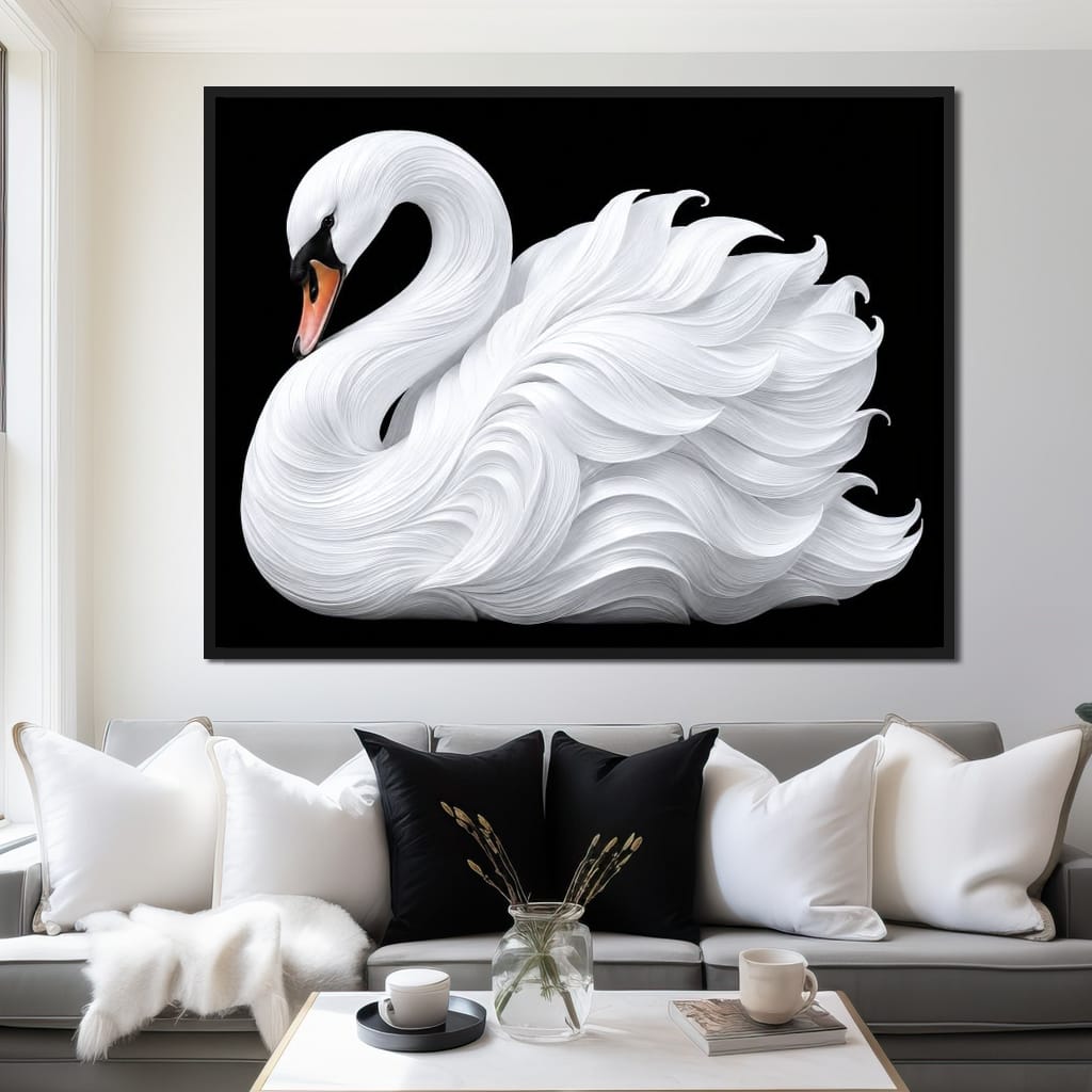 The Alabaster Swan Unfurled Canvas Wall Art
