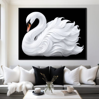 The Alabaster Swan Unfurled Canvas Wall Art
