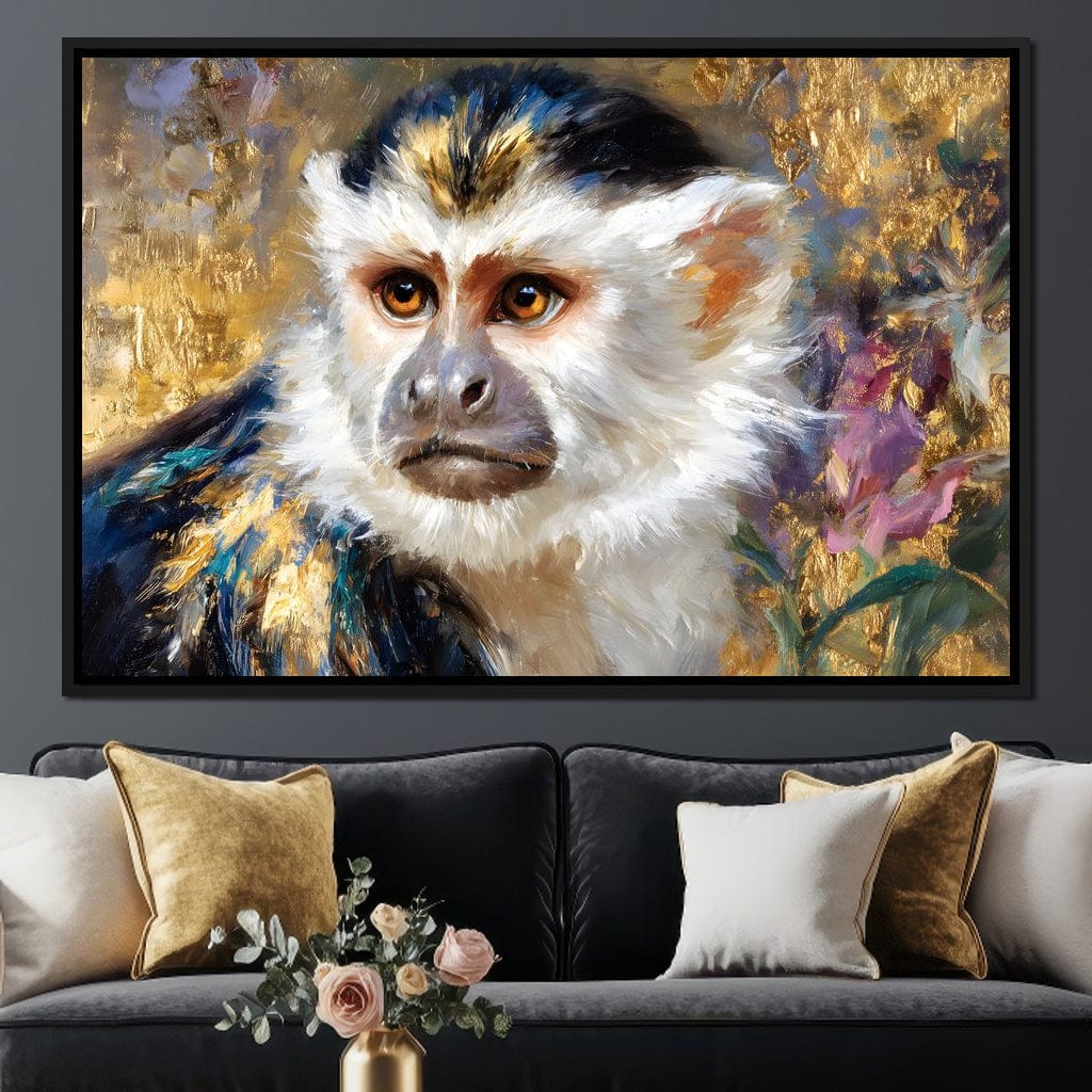 Golden Gilded Monkey Muse Canvas Wall Art