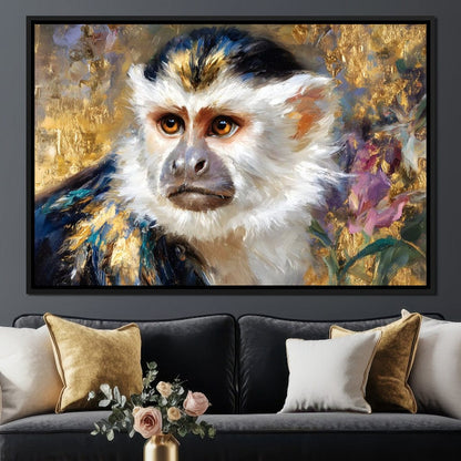 Golden Gilded Monkey Muse Canvas Wall Art