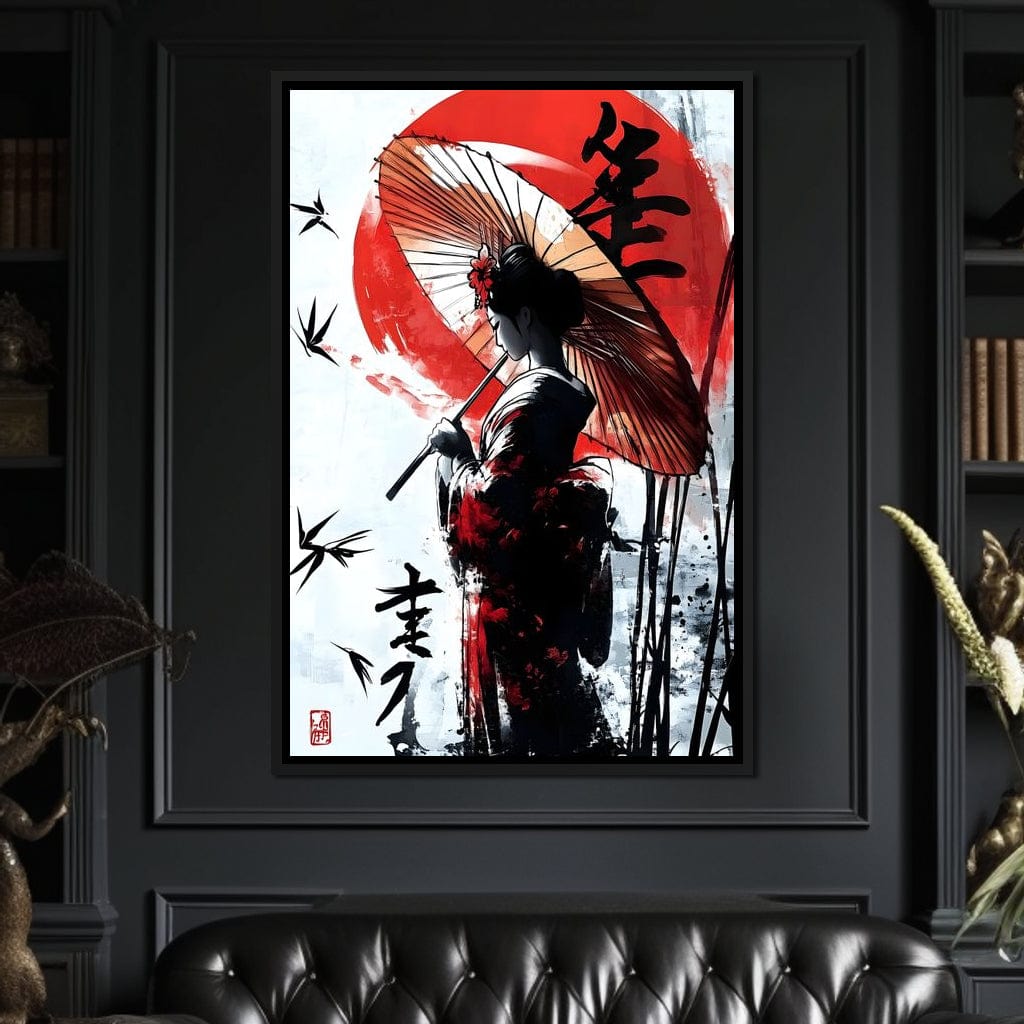 Geisha Elegance Sunlit Shadows Canvas Wall Art