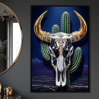 Golden Bull Skull Desert Luxe Canvas Wall Art