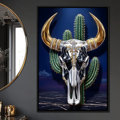 Golden Bull Skull Desert Luxe Canvas Wall Art