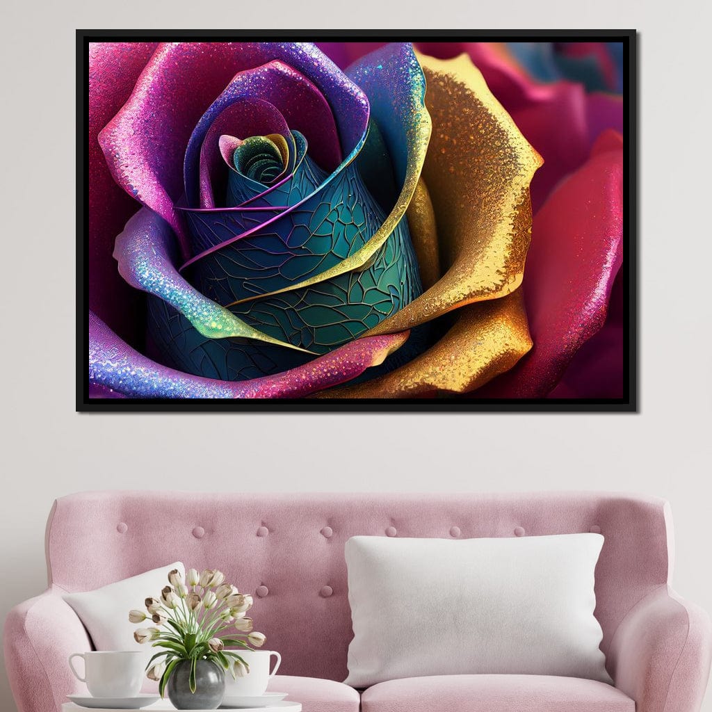 Multicolor Digital Flower Canvas Wall Art