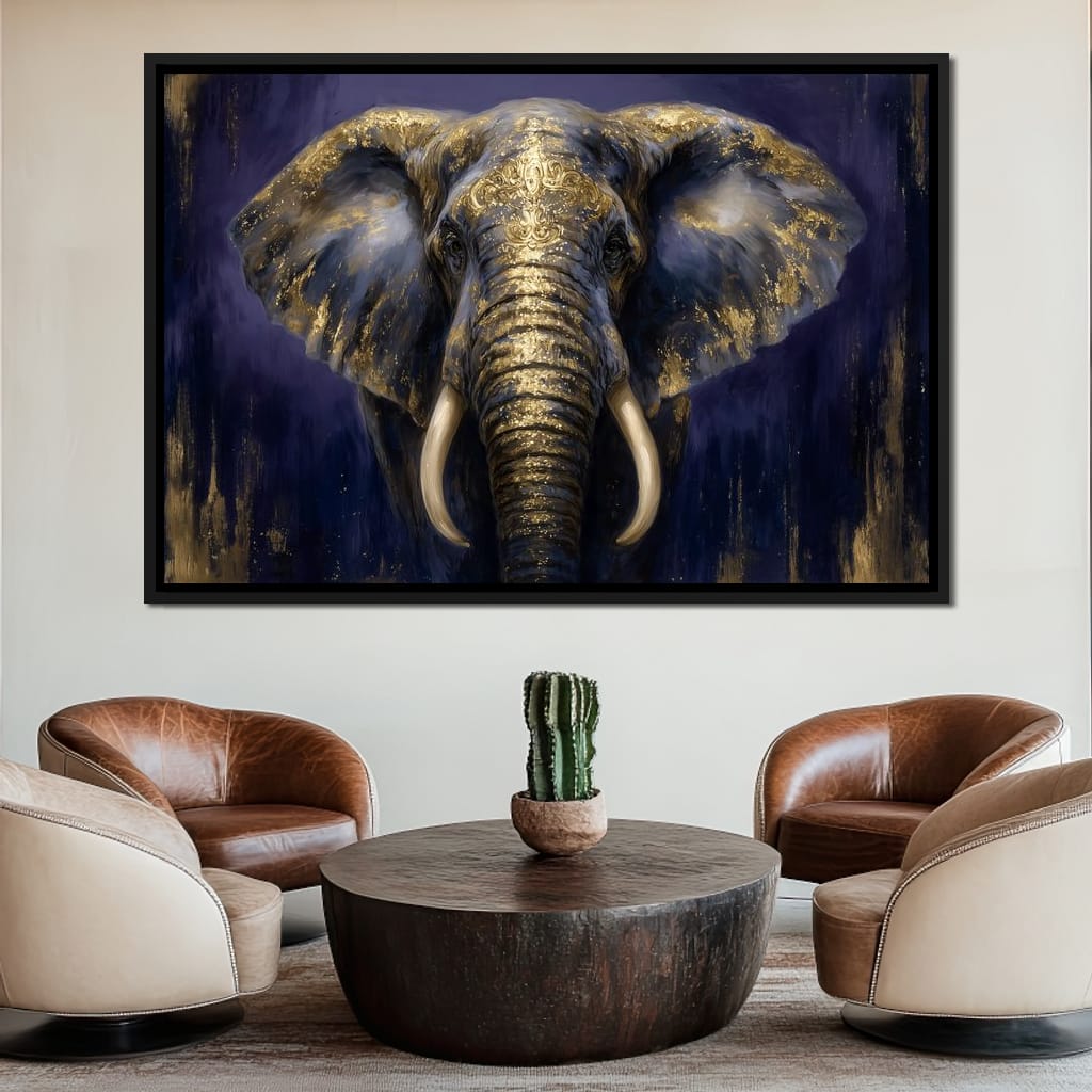 Regal Gold Elephant Majesty Canvas Wall Art