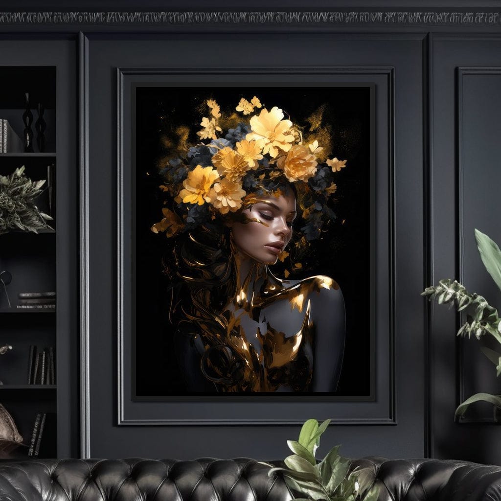 Floral Elegance Crown Canvas Wall Art
