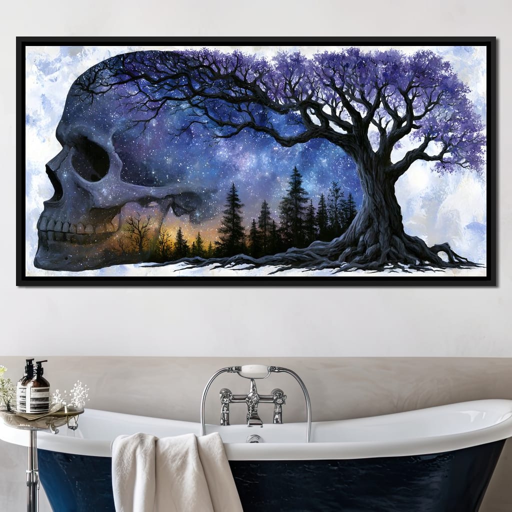 Where Cosmic Night Meets Forest Roots Canvas Wall Art