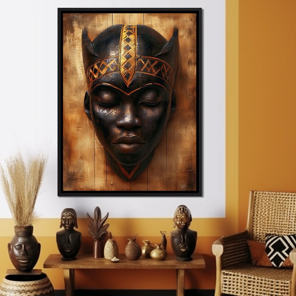 Golden Tribal Sentinel Canvas Wall Art