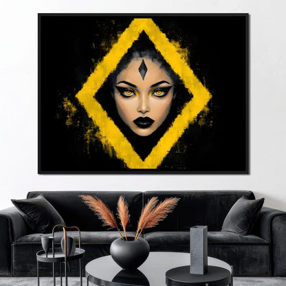 Golden Stare of Midnight Queen Canvas Wall Art