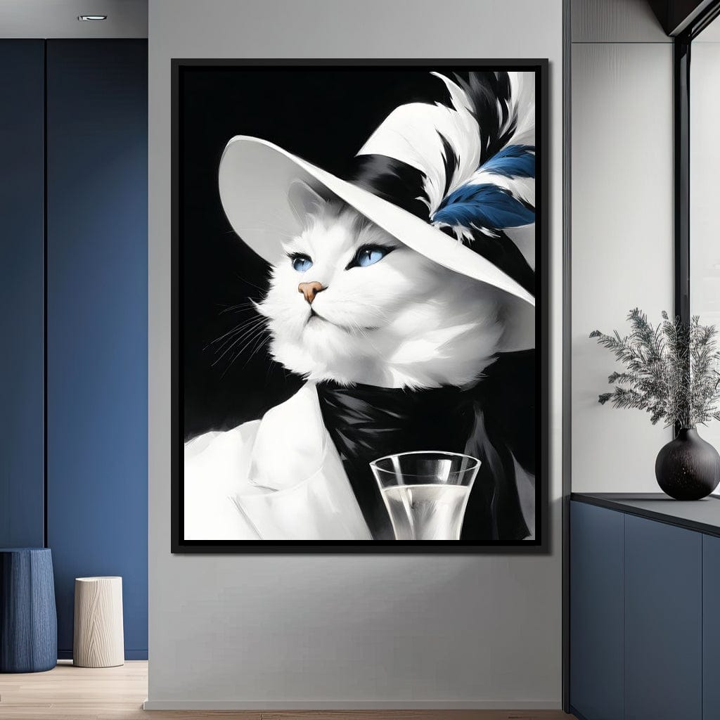 Sophisticated Feline Reverie Canvas Wall Art