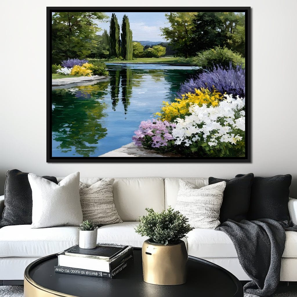 Garden Reflection Tranquil Pond Canvas Wall Art
