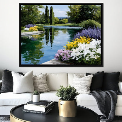 Garden Reflection Tranquil Pond Canvas Wall Art