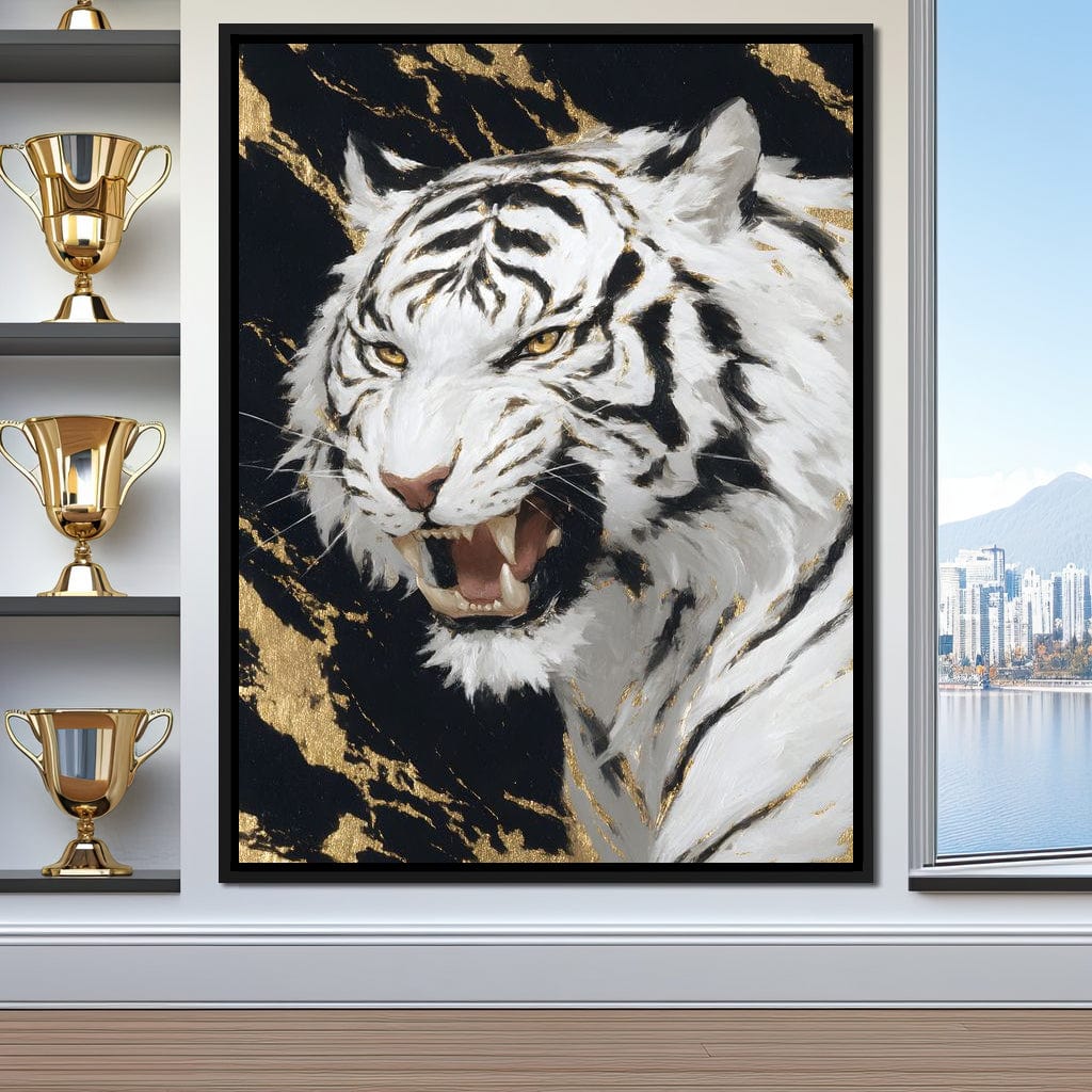 Fierce Aura Golden Roar Canvas Wall Art