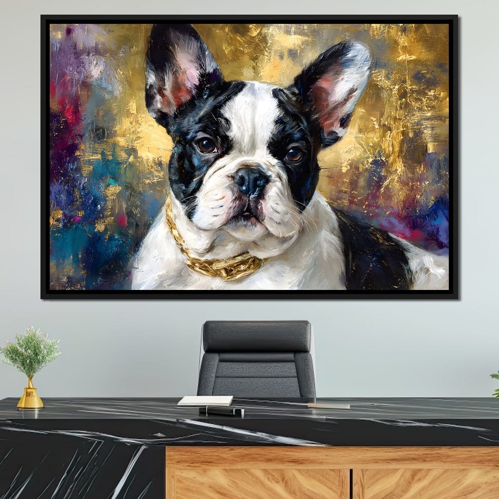 Golden French Bulldog Portrait Canvas Wall Art