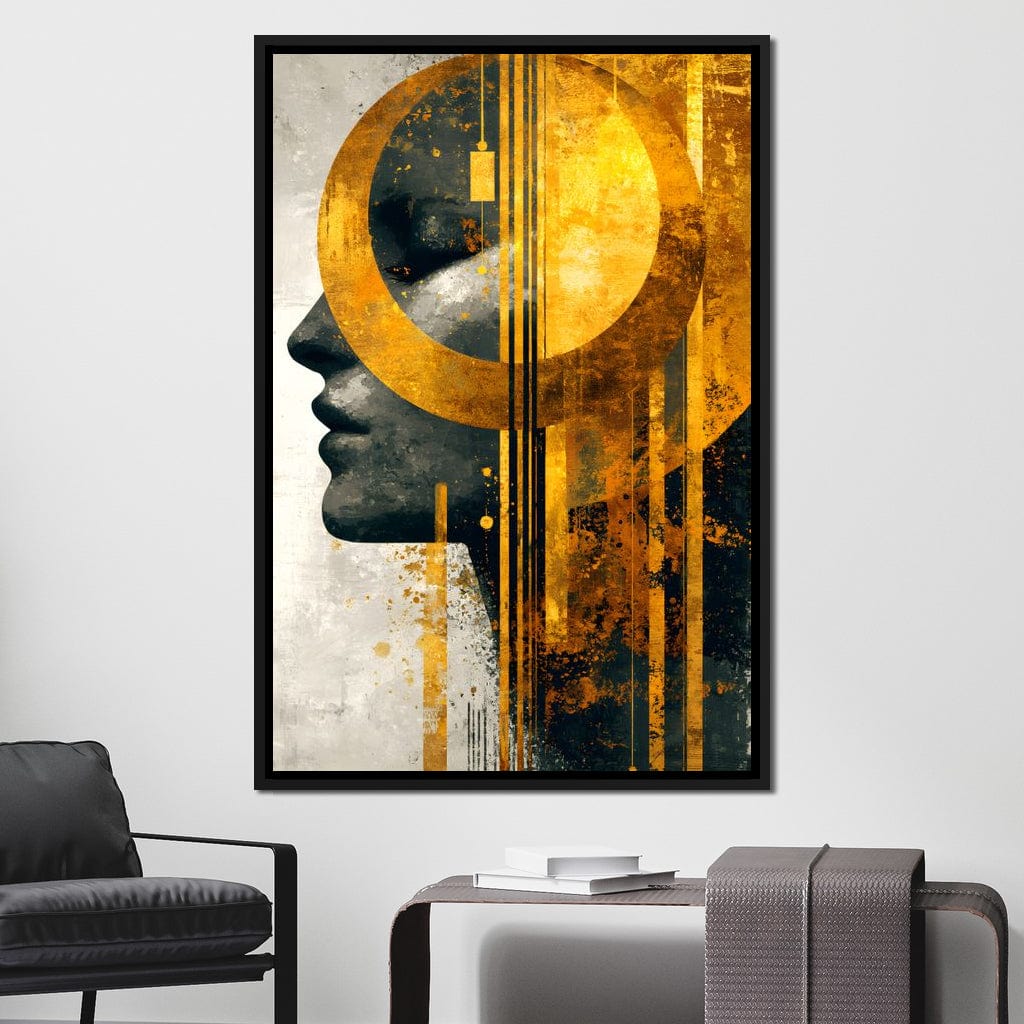 Golden Geometric Elegance Canvas Wall Art
