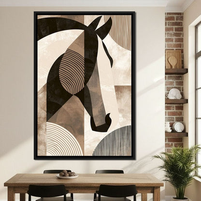 Stallion Reflected Through Geometric Planes Canvas Wall Art