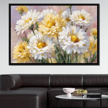 Golden Daisy Garden Glow Canvas Wall Art