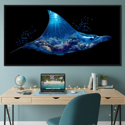 Ocean Manta Reef Lightfall Canvas Wall Art