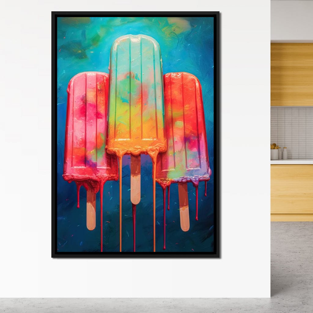 Rainbow Popsicles Glow Canvas Wall Art