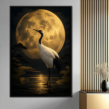 Crane Moonrise Canvas Wall Art