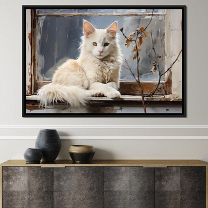 White Cat Canvas Wall Art